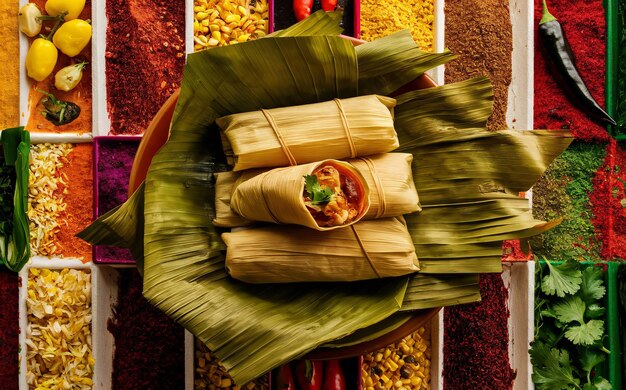 a stack of food that is made with rice and vegetables