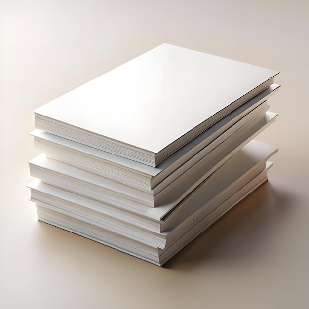 A stack of four blank white books perfect for showcasing your design or message