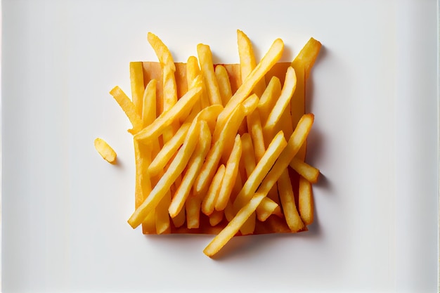 Stack of french fries with white background