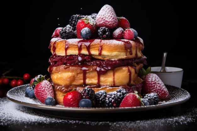 Stack of french toast with berries on top