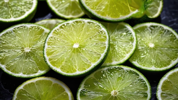 A stack of fresh limes on a surface