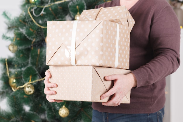 Stack of gifts for Christmas holidays