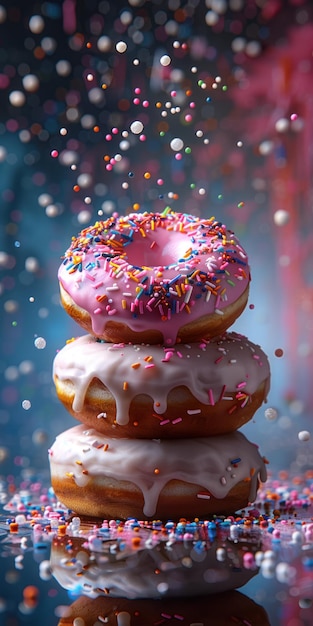 Stack of Glazed Donuts With Sprinkles