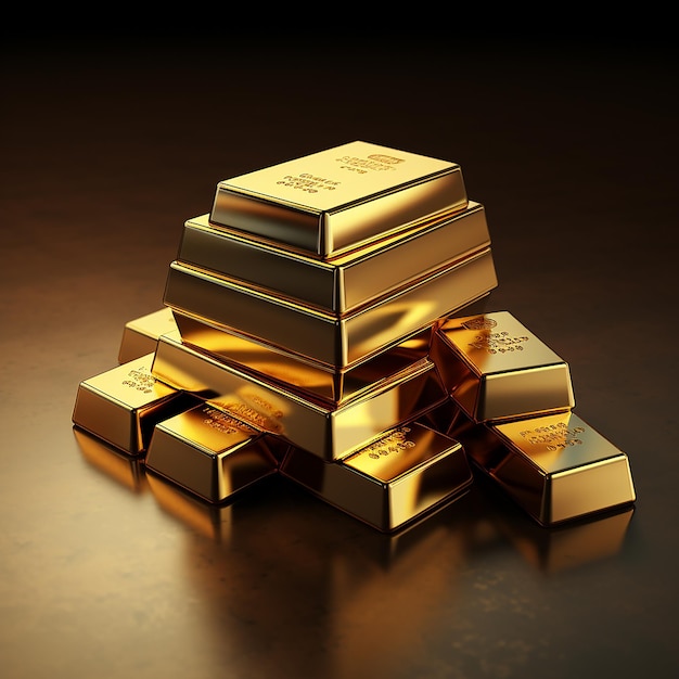 Stack of gold bars 1000 grams Financial concepts3d illustration