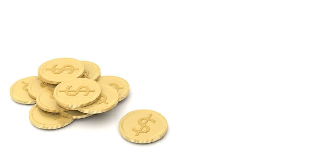 A stack of gold coins and silver coins represents the profit and strategy of the business operation. 3d rendering