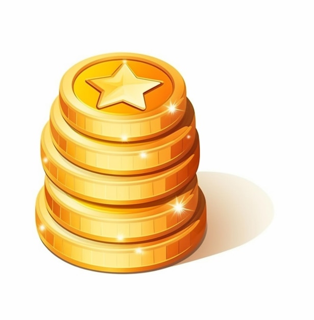 stack of gold coins with a star on top