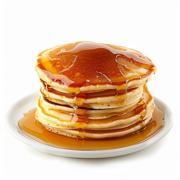 Photo a stack of golden pancakes drizzled with syrup