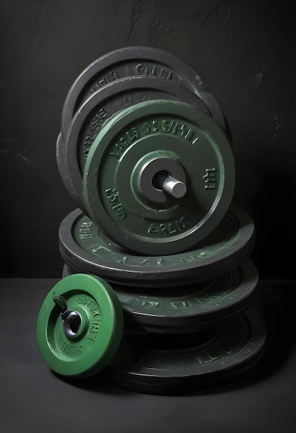 Photo a stack of green dumbbells with the words quot natural quot on the bottom