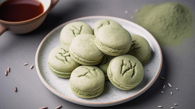 stack of green tea matcha cookies with white chocolate