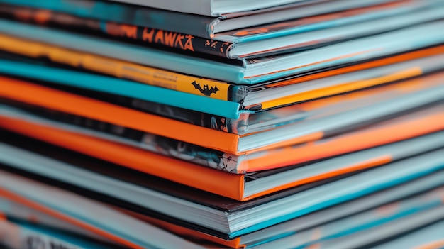 Photo stack of halloween magazines and graphic novels