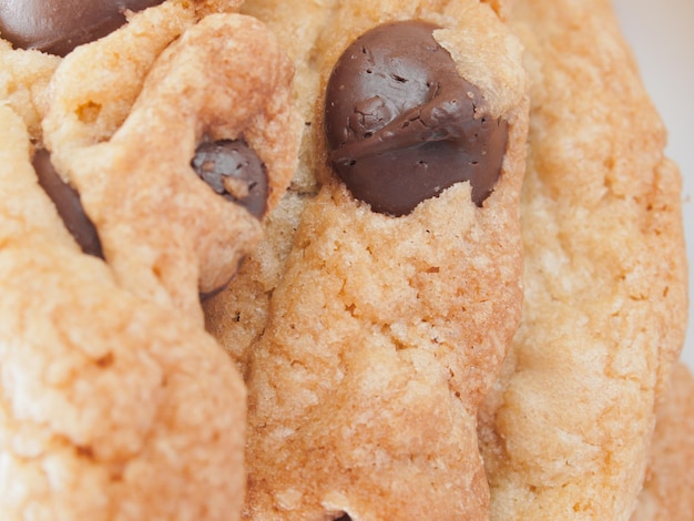 Stack of homemade chocolate chip cookies.