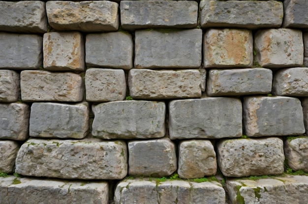 Photo a stack of large stones with a green moss growing on them