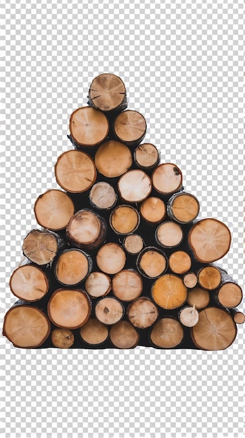 Stack of logs isolated on transparent background