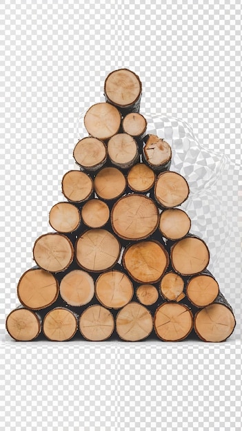 Stack of logs isolated on transparent background