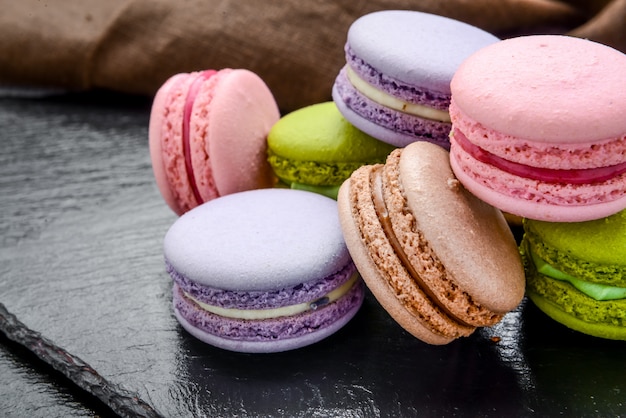 Stack of macarons, macaroons French cookie