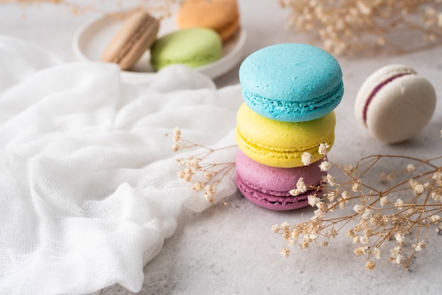 Photo stack of macarons, macaroons french cookie