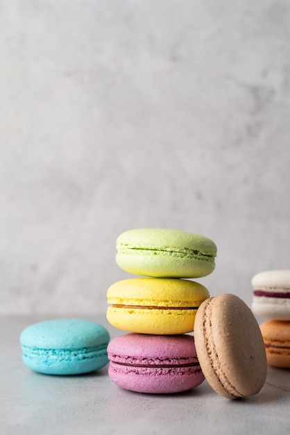 Stack of macarons, macaroons French cookie