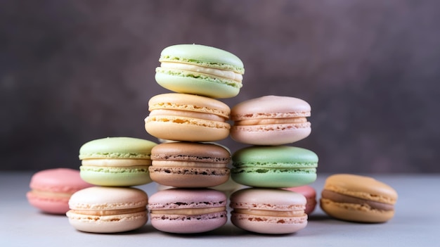 A stack of macaroons with one that says'macaroons'on it