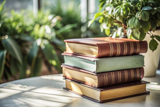 Stack of many books on white background