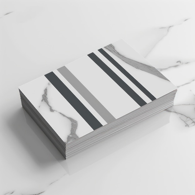 Stack of Marble Patterned Cards with Grey and Black Stripes