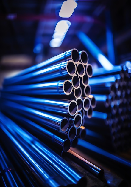 a stack of metal pipes