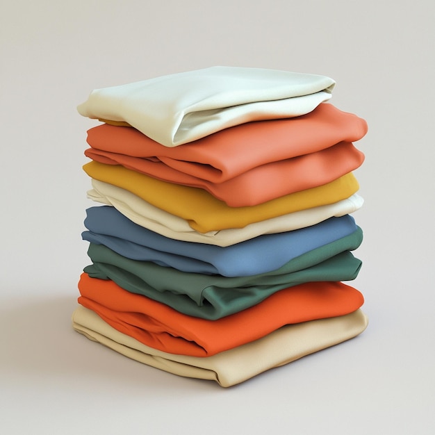 Photo stack of multicolor folding tshirt close up