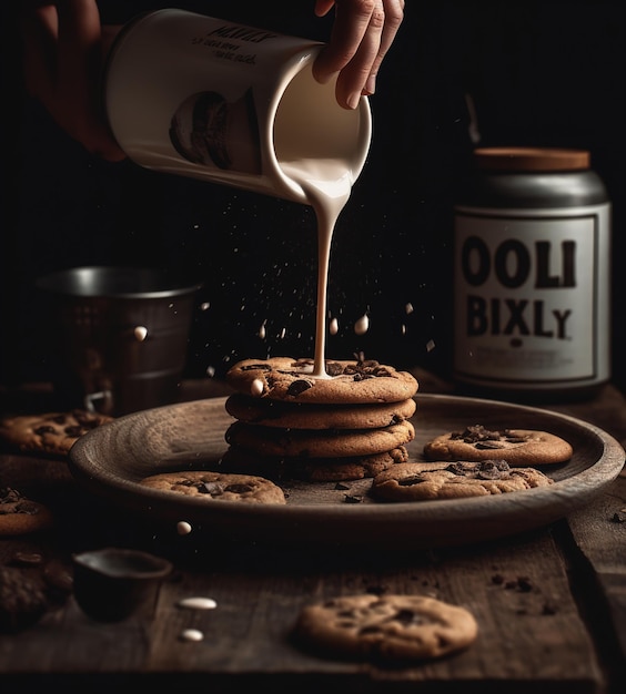 A stack of oat bixby cookies with a jar of oatmeal bixby written on the side.