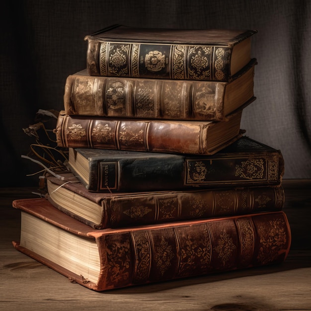 A stack of old books for book lovers