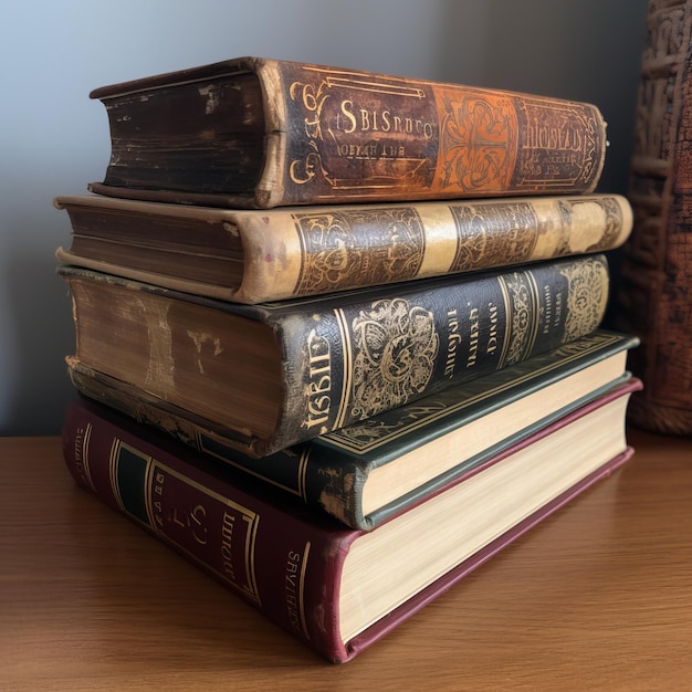 A stack of old books for book lovers