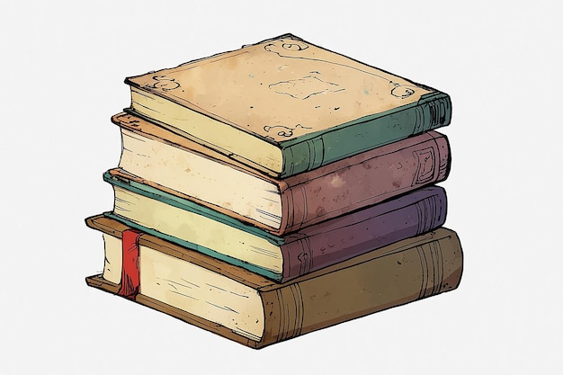 Photo stack of old books isolated on transparent background old literature png