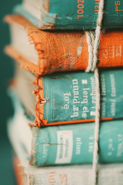 Photo stack of old books in a library