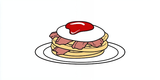 Photo a stack of pancakes with bacon and a fried egg