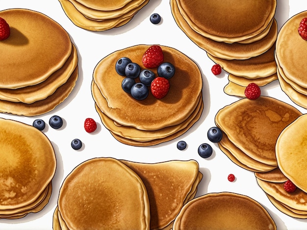 a stack of pancakes with berries and berries on them