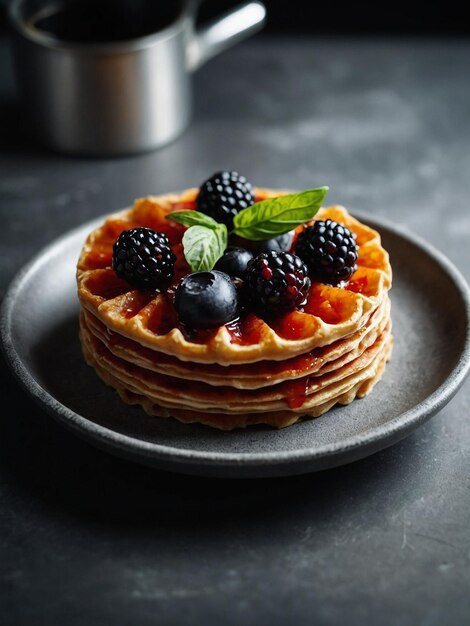 Photo a stack of pancakes with berries on top of it