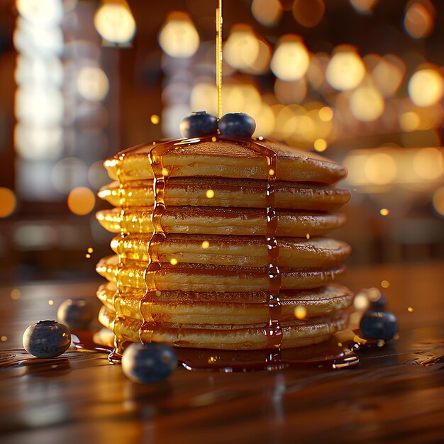 Photo a stack of pancakes with blueberries and blueberries on top