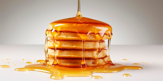 a stack of pancakes with honey a symbol of Maslenitsa homemade food healthy breakfast