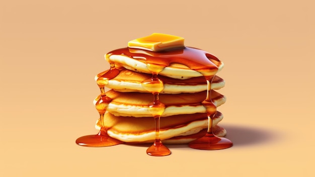 Photo a stack of pancakes with syrup dripping down the top.