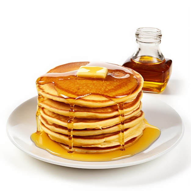 Photo a stack of pancakes with syrup and syrup on a plate