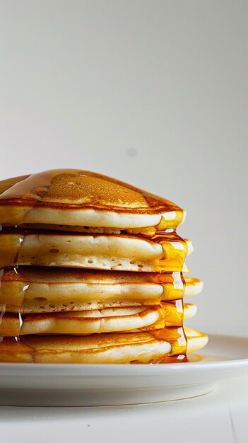 a stack of pancakes with syrup on them