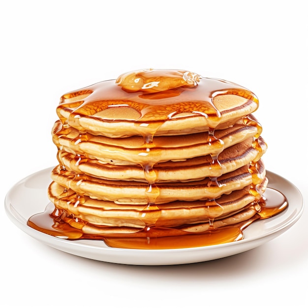 a stack of pancakes with syrup on them