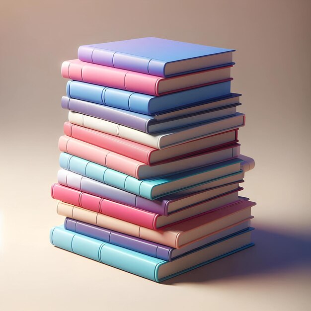 Stack of PastelColored Books in Soft Light