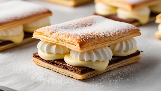 Photo a stack of pastries with one that has the name on it