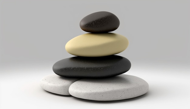 Stack Of Pebble Stones On White Background Generative Ai