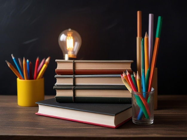 a stack of pencils pencils and a pencil on a table