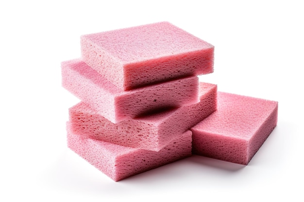 A Stack of Pink Foam Blocks Against a White Background on a White or Clear Surface PNG Transparent Background