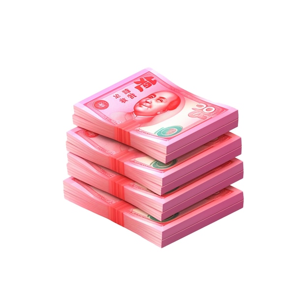 Photo a stack of pink and red stack of pink money