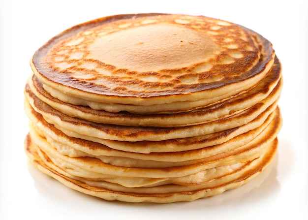 A stack of plain pancakes isolated on a white background