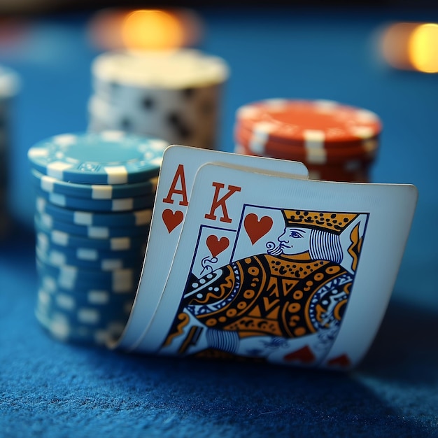 a stack of poker chips with a girl on the right