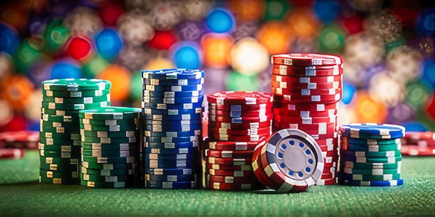 Photo a stack of poker chips with a watch on the top