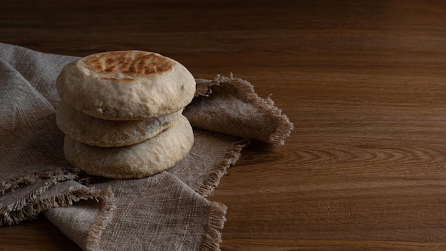 Stack of Portuguese breads Bolo Do Caco